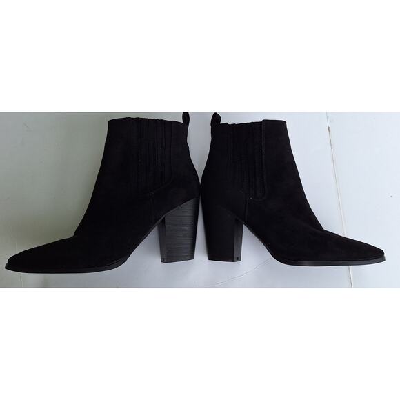 Azalea Wang Scream Black Suede Chelsea Heeled Booties Ankle Boot Sz 7.5 - Picture 3 of 12